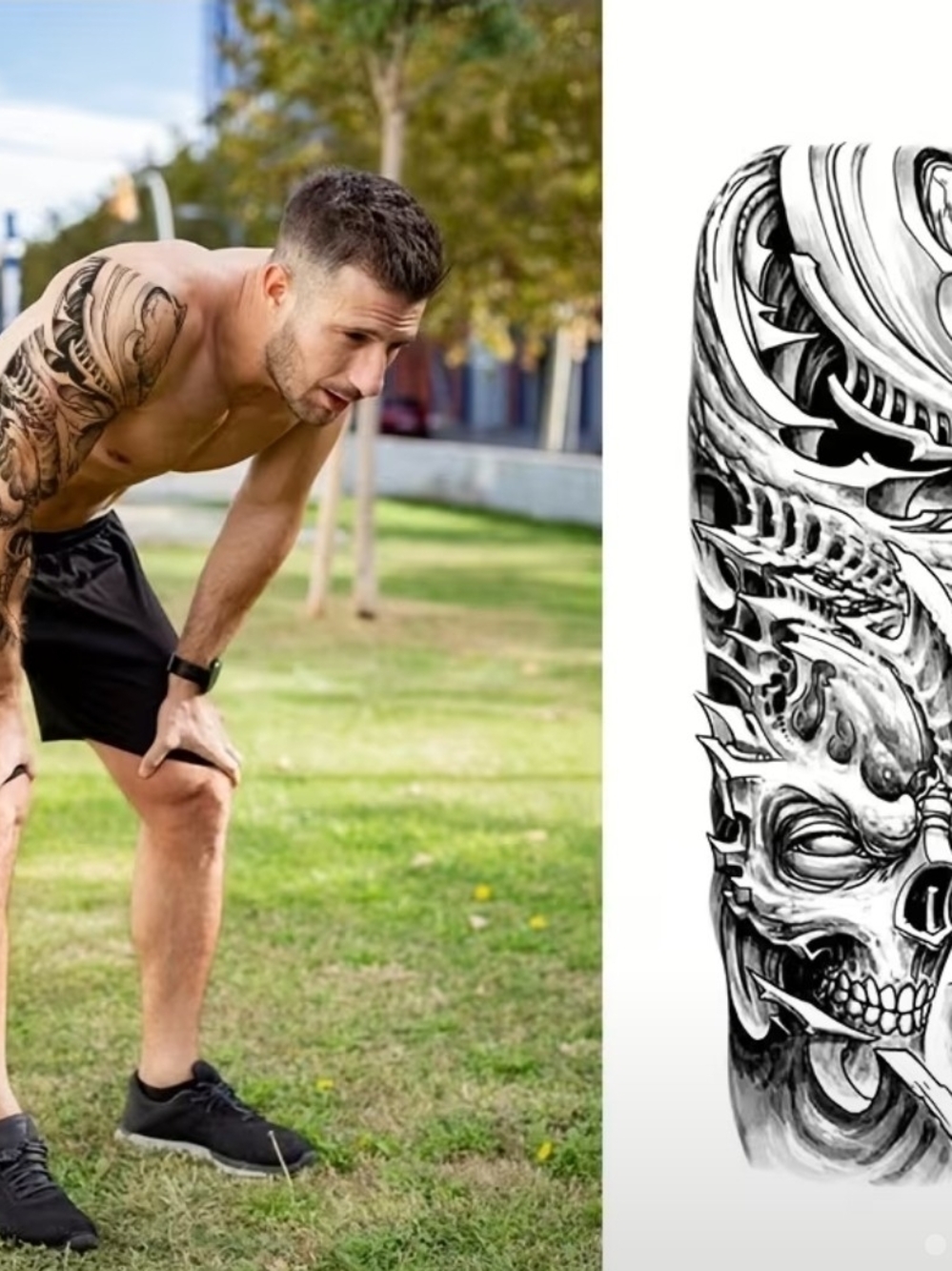 Temporary Tattoo - Black Skull Biomechanical Arm Art Print - Picture 3 of 3